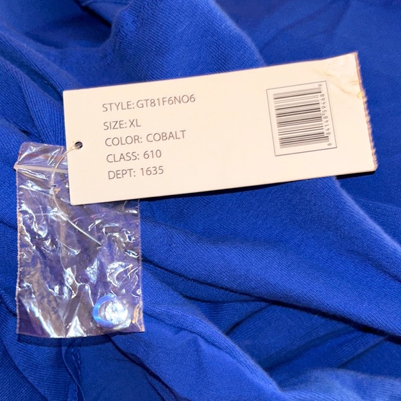 NWT Zac & Rachel COBALT BLUE Sleeveless Collared Button Up Blouse w/Ruching XL - Picture 4 of 5